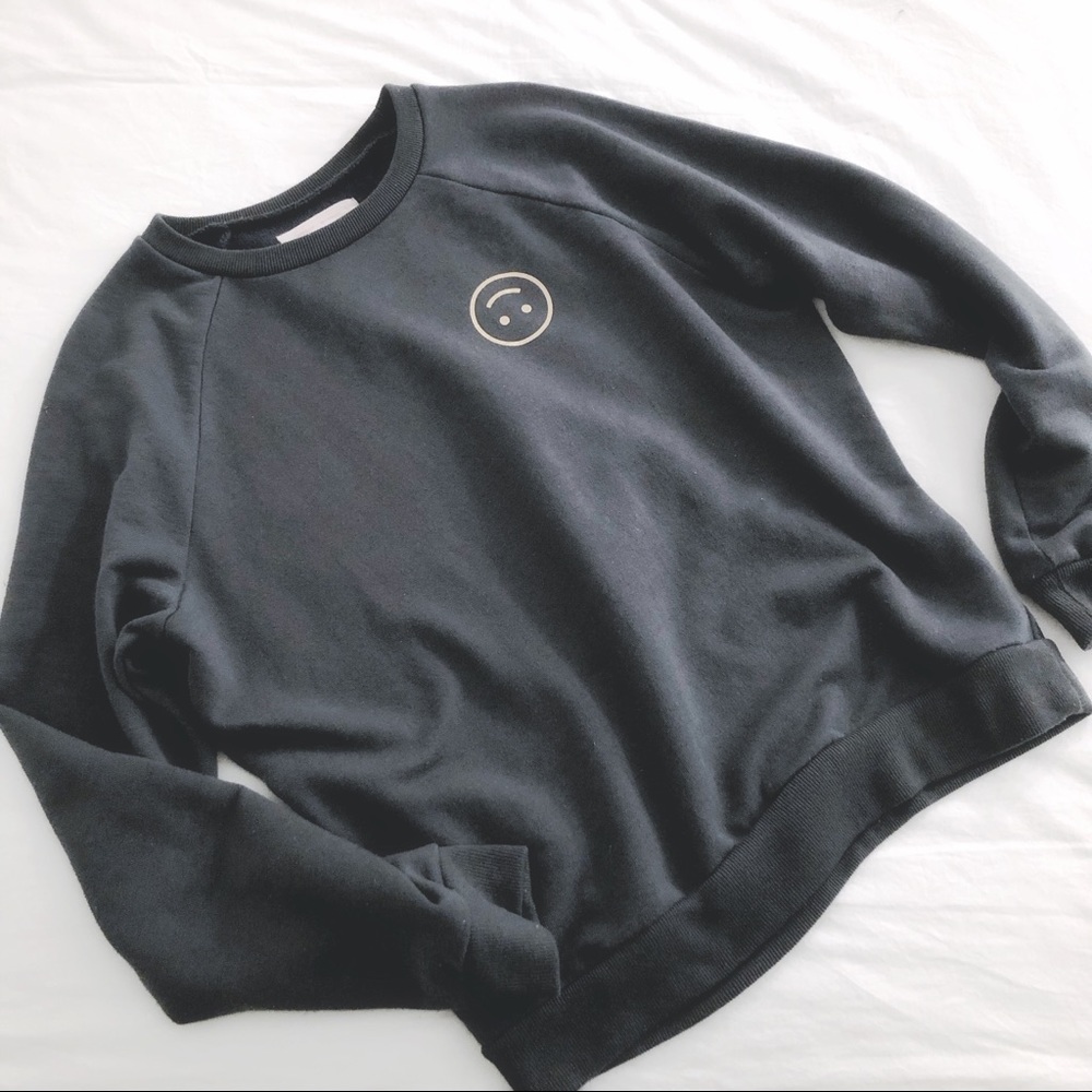 Upside Down Smiley Crew Neck Sweatshirt // Ban.do